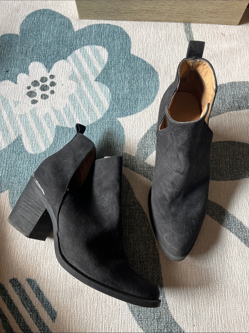 Madden Girl Black Suede Cutout Ankle Booties